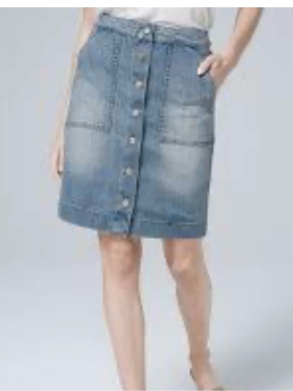 Chico’s Button Front Denim Skirt Size 4 (20) Blue With Removable Belt NWT - Picture 1 of 11